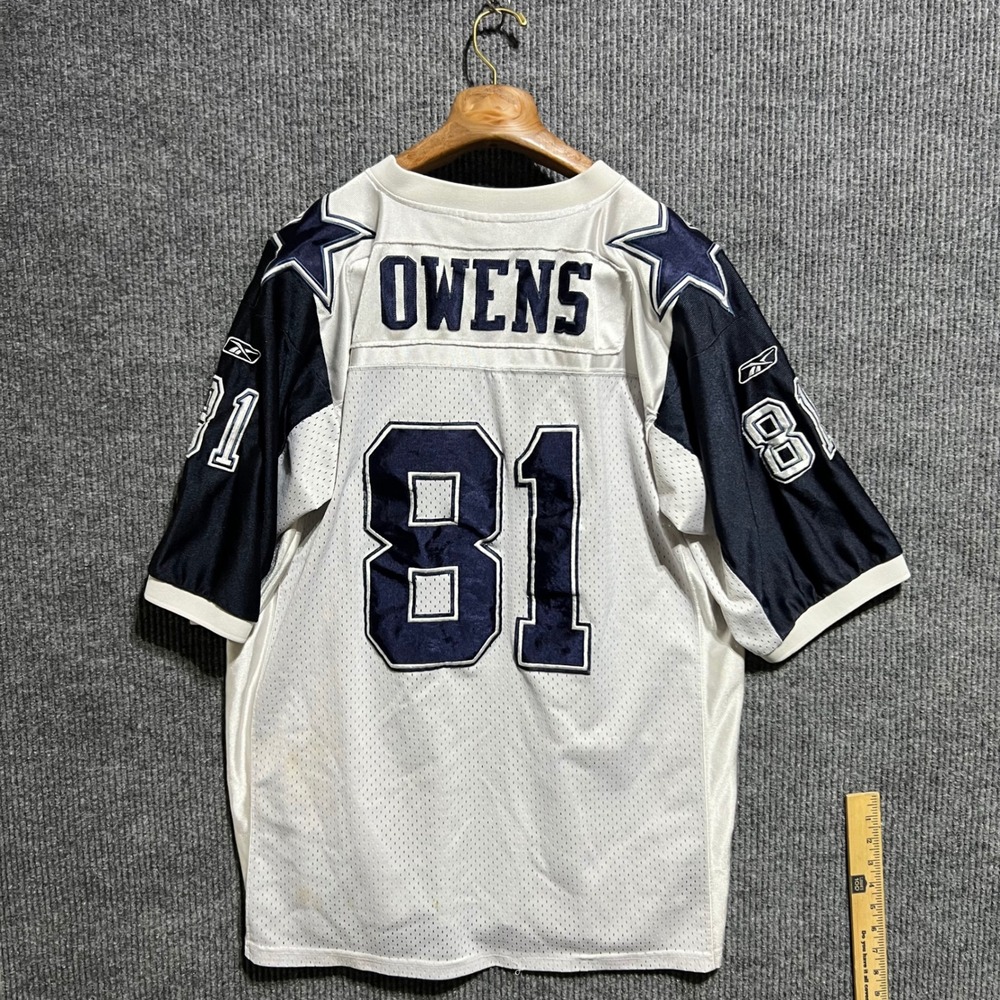 Vintage Reebok Dallas Cowboys Jersey Mens 56 White Terrell Owens 81 Stitched Y2K
